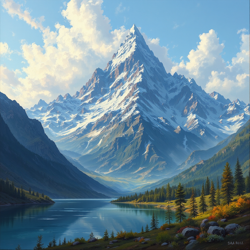 Mountain range over serene