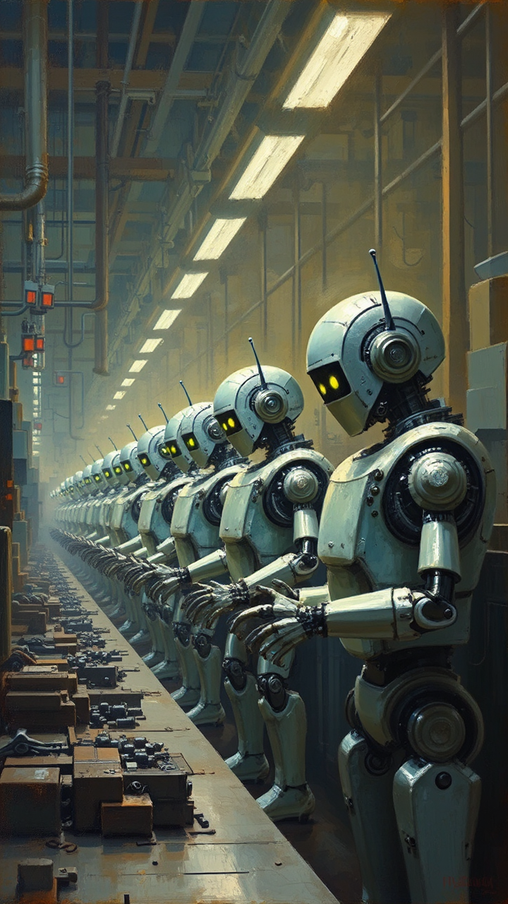 Robots assembled on factory