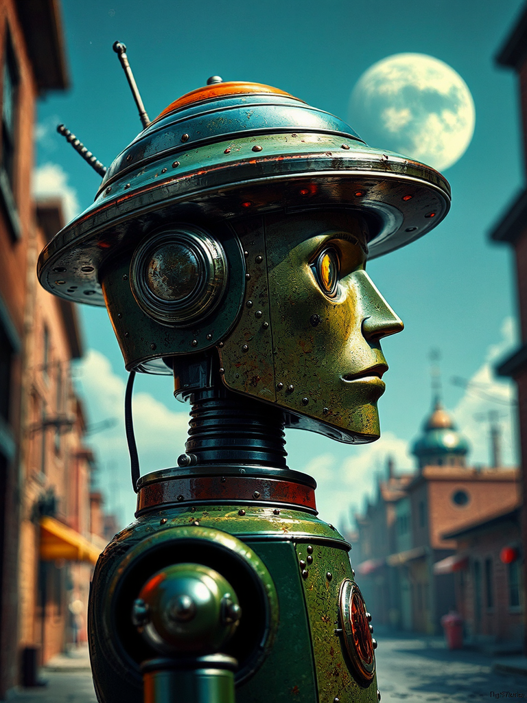 Tin toy robot profile