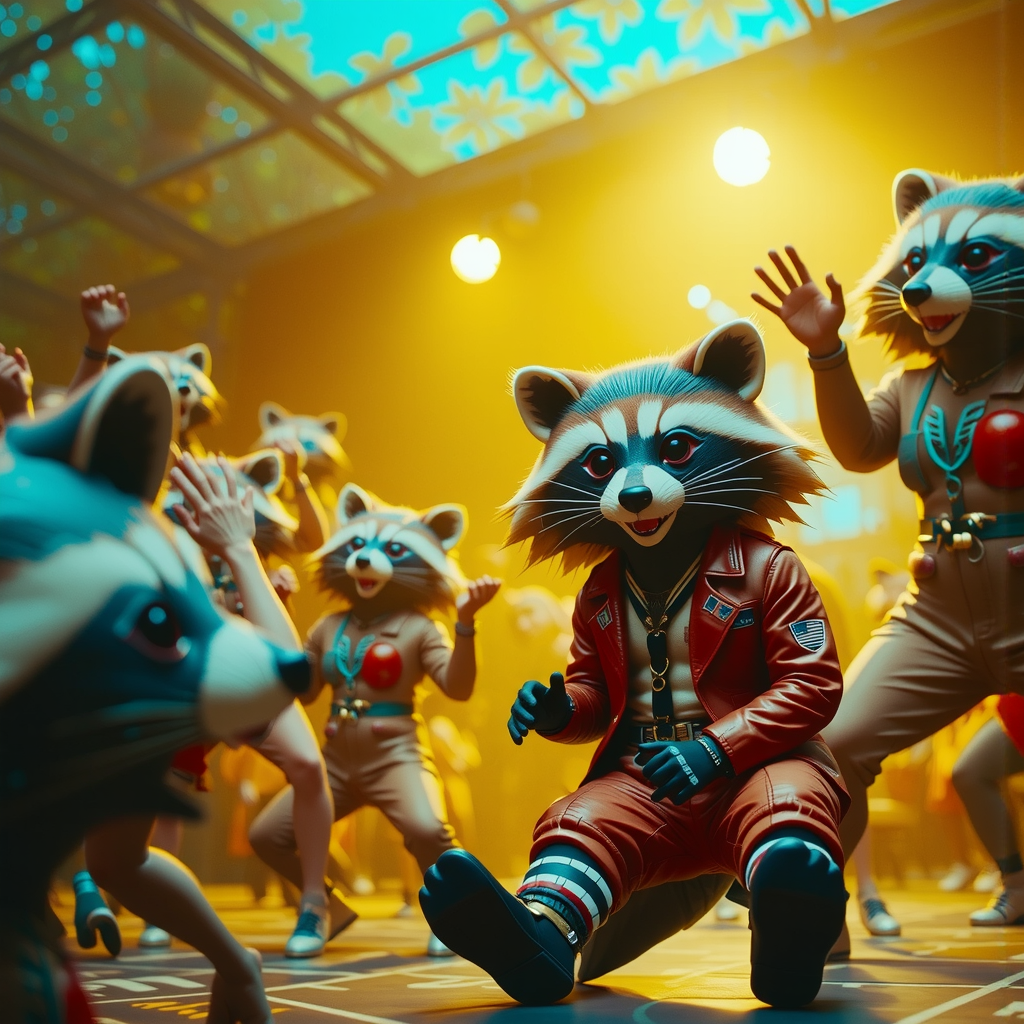 Raccoon in rave dancer