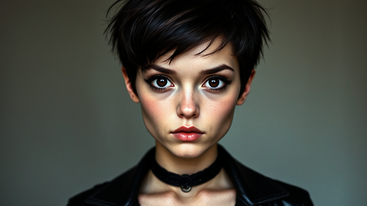 Girl with emo-inspired appearance.