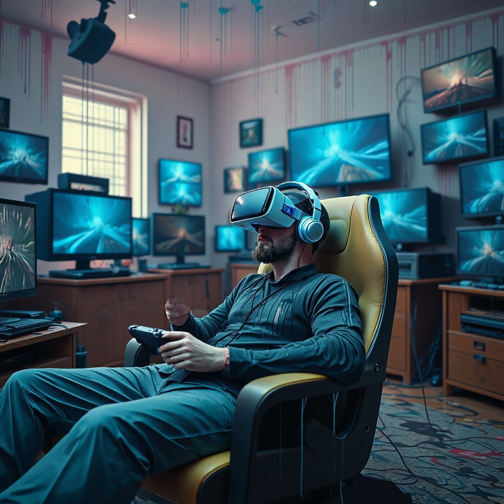 Man plays VR video