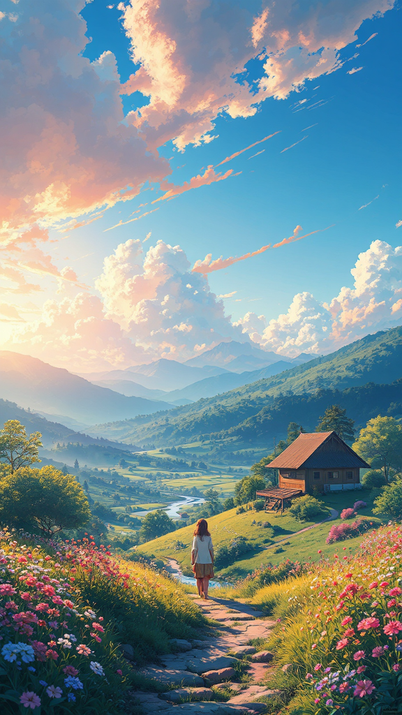 Beautiful Japanese countryside landscape.