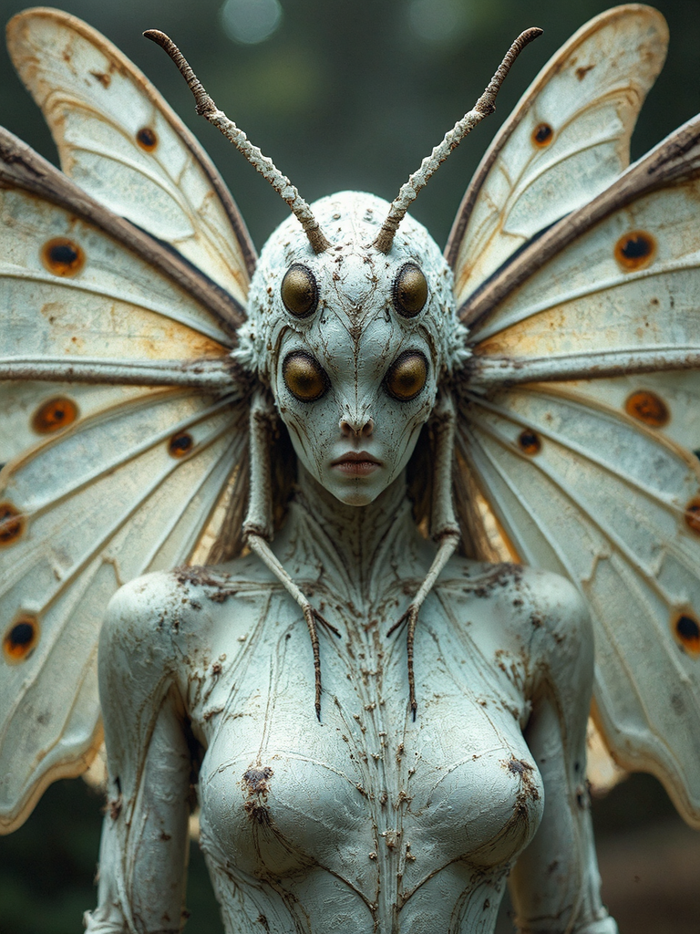White and brown mothwoman