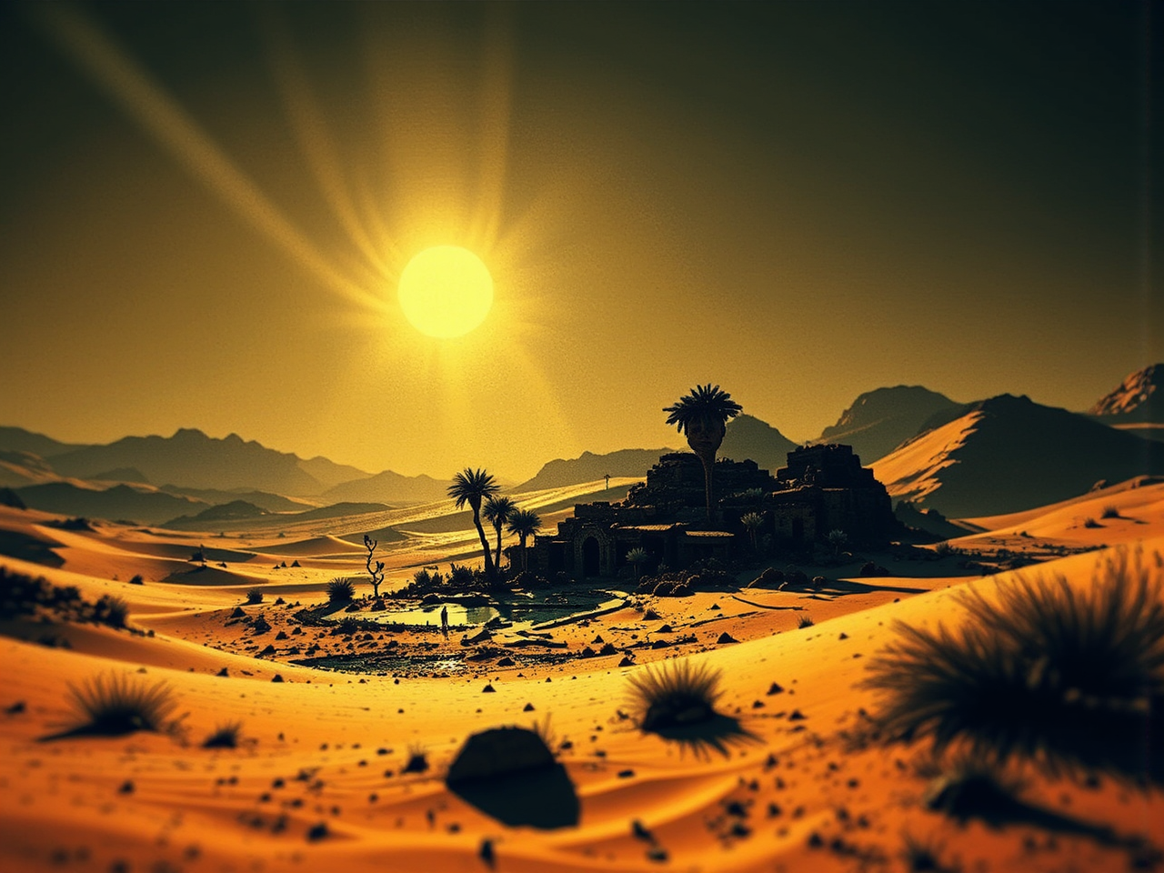A desert oasis with