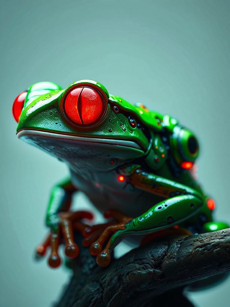 Emerald tree frog with