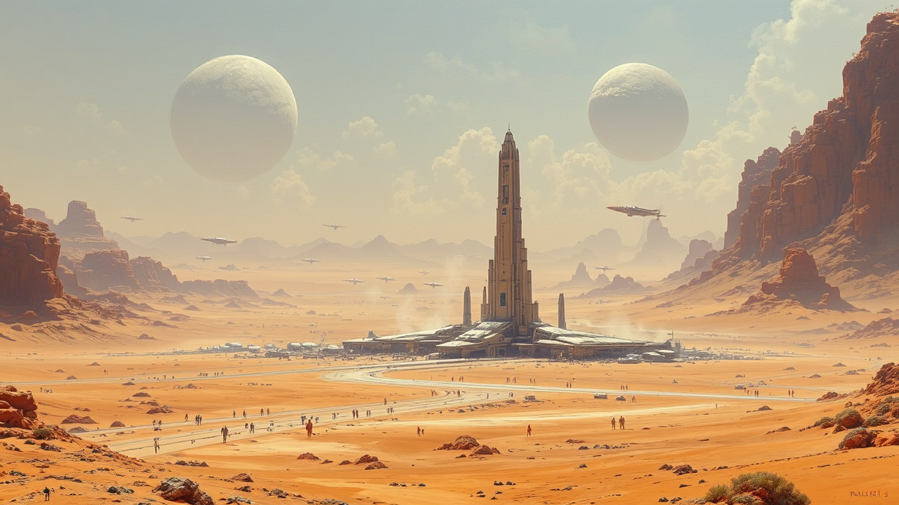 Desert spaceport with launching