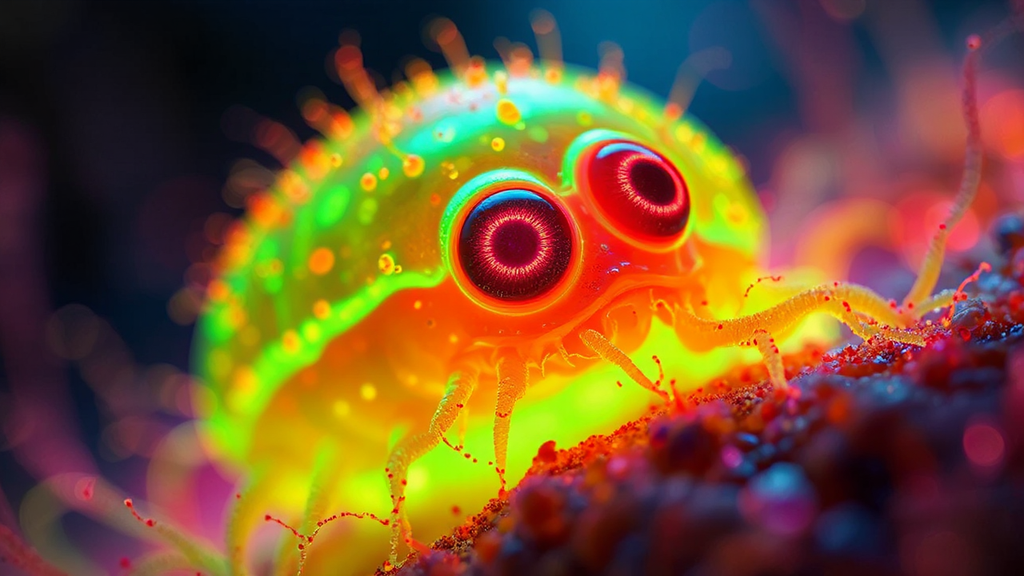 Microscopic creature with glowing
