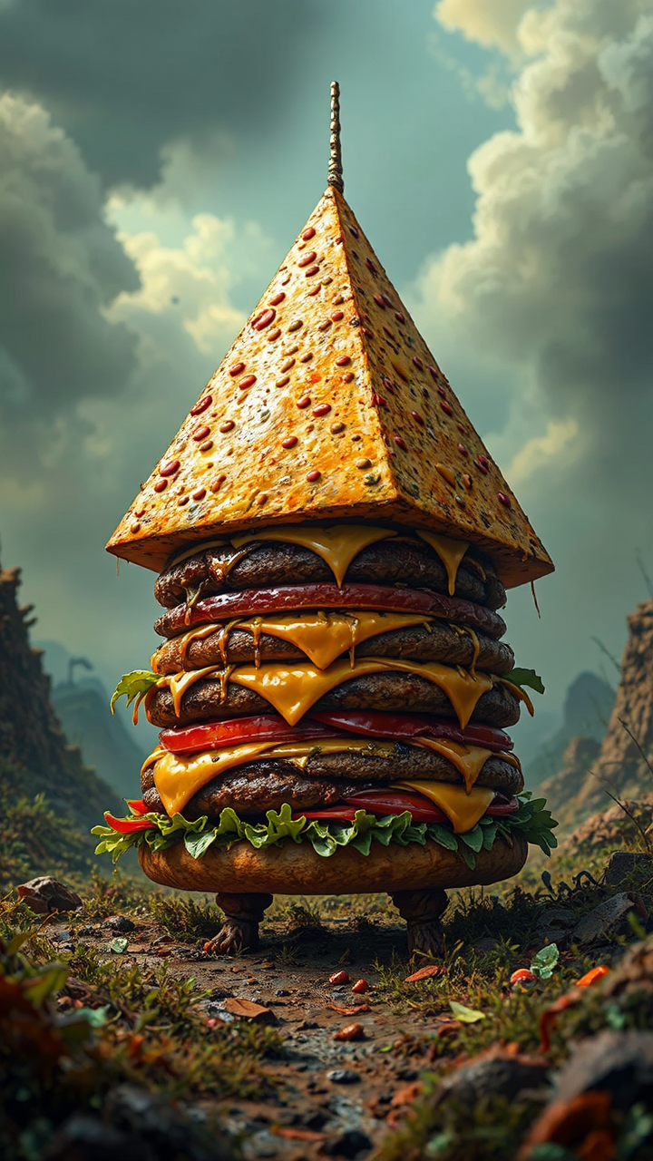 A cheeseburger in a