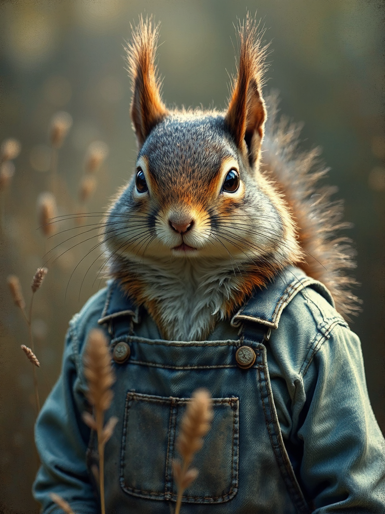 Squirrel farmer in blue