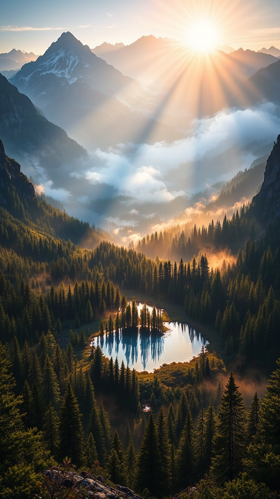 Mountain landscape with small