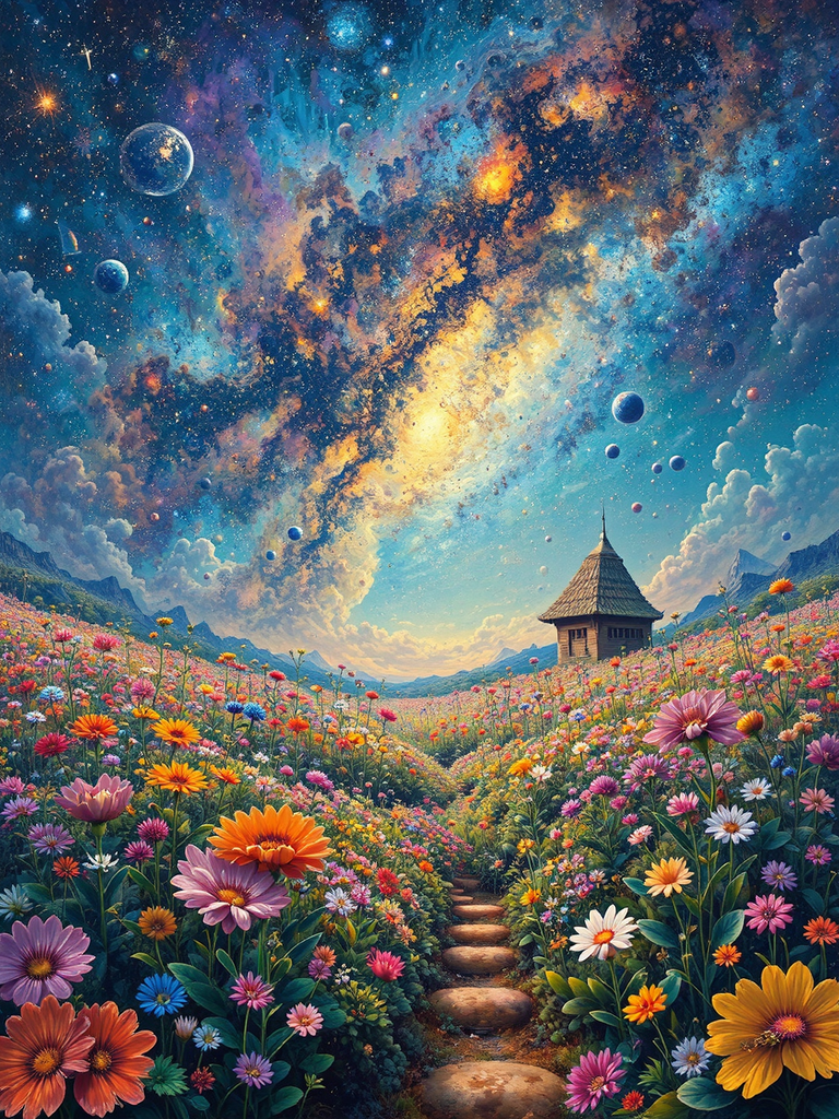 Galactic flower garden with
