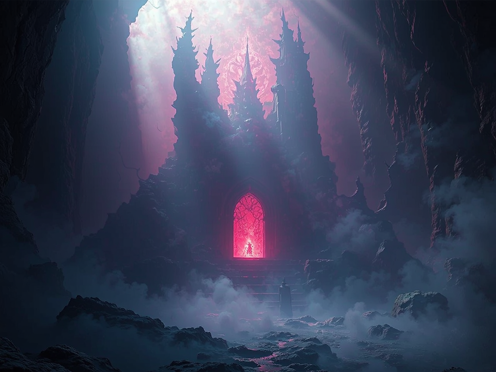 Dark landscapes with glowing