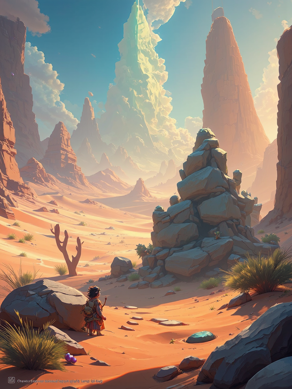 A fantastical desert landscape.