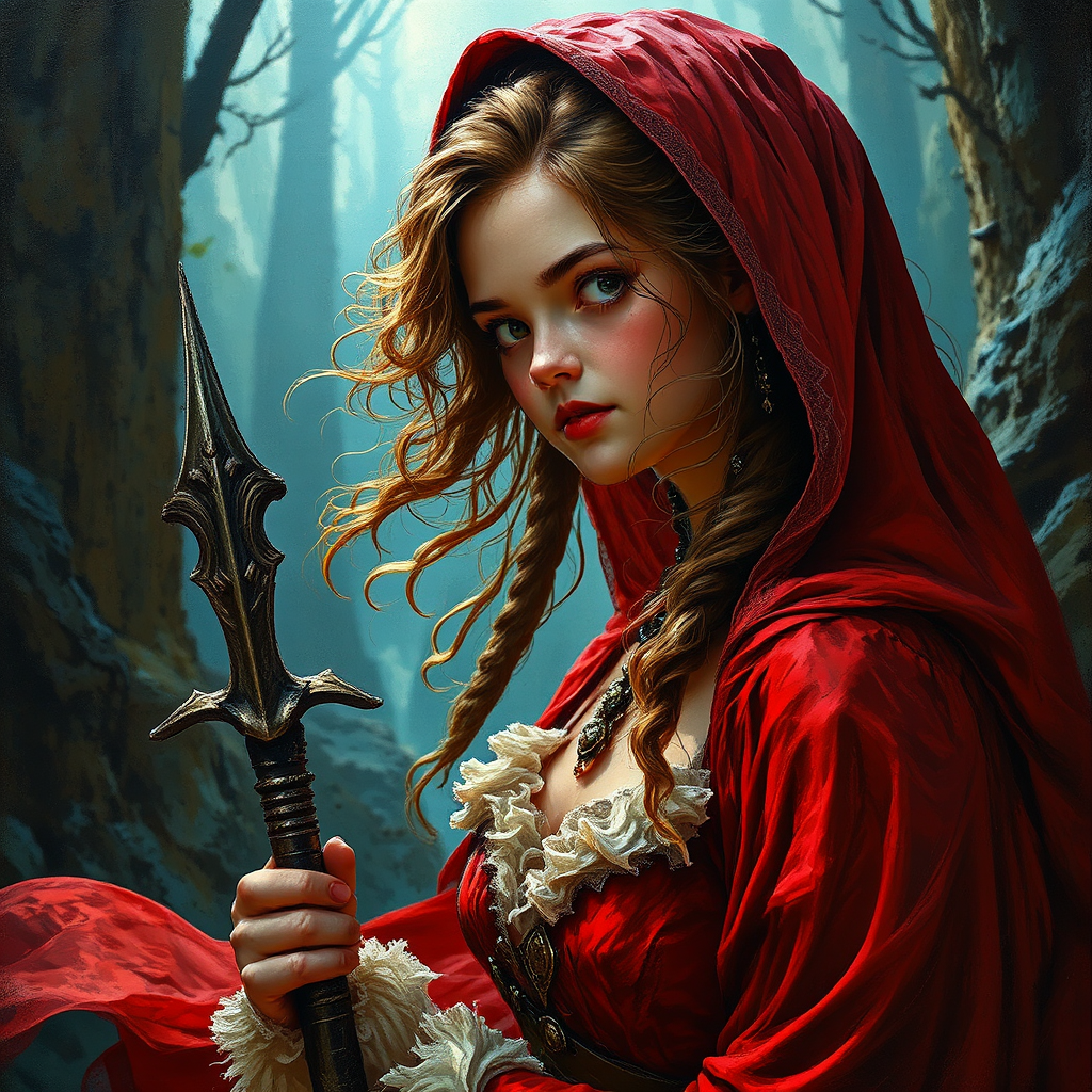Girl in red dress,