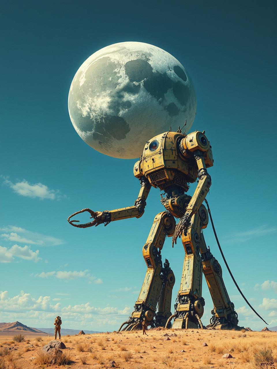 Giant Robot Grabs Lunar Satellite.