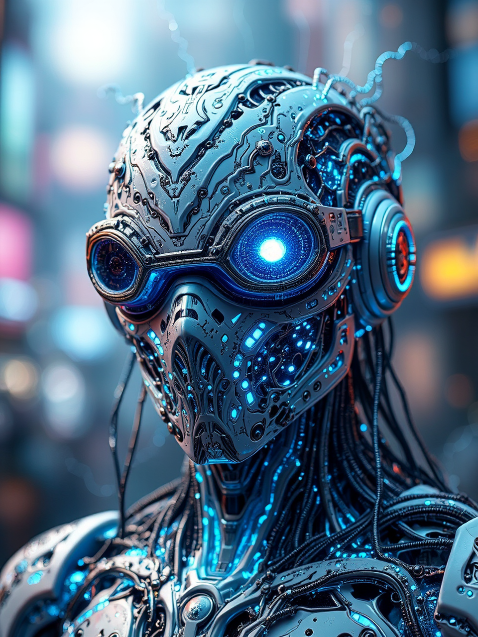 Robot with intricate mask