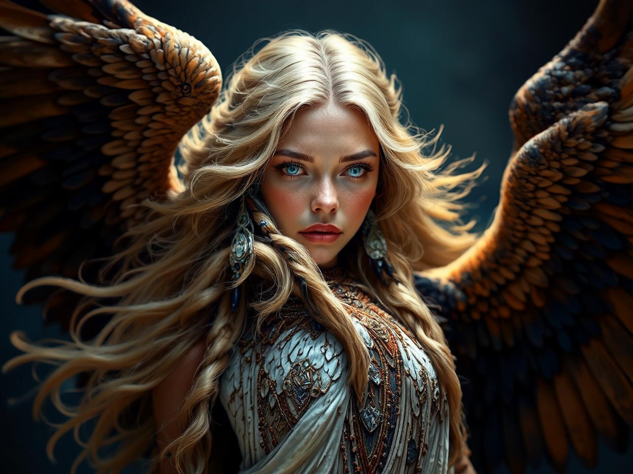 Dancing female eagle with