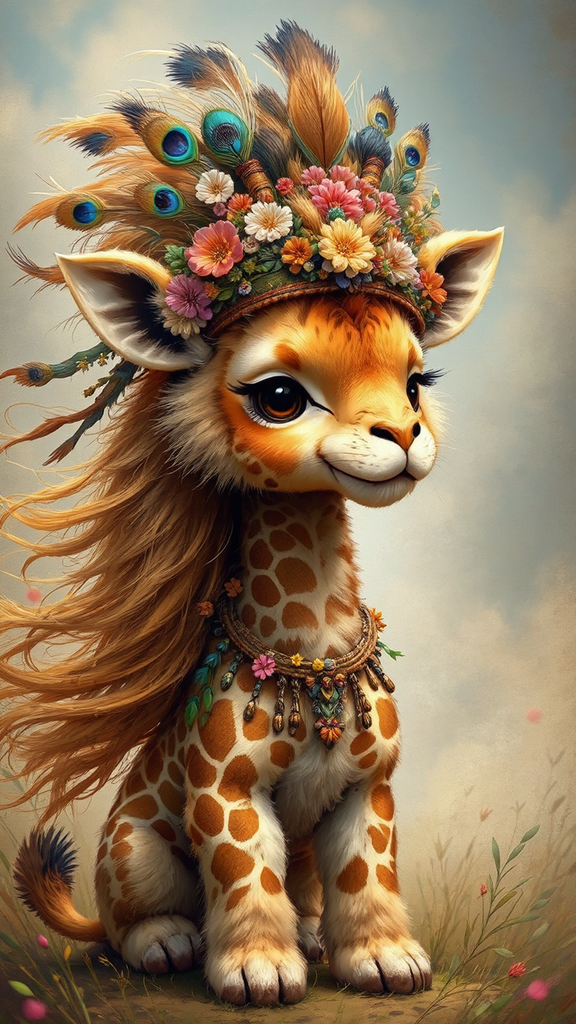 Cute giraffe-lion hybrid with