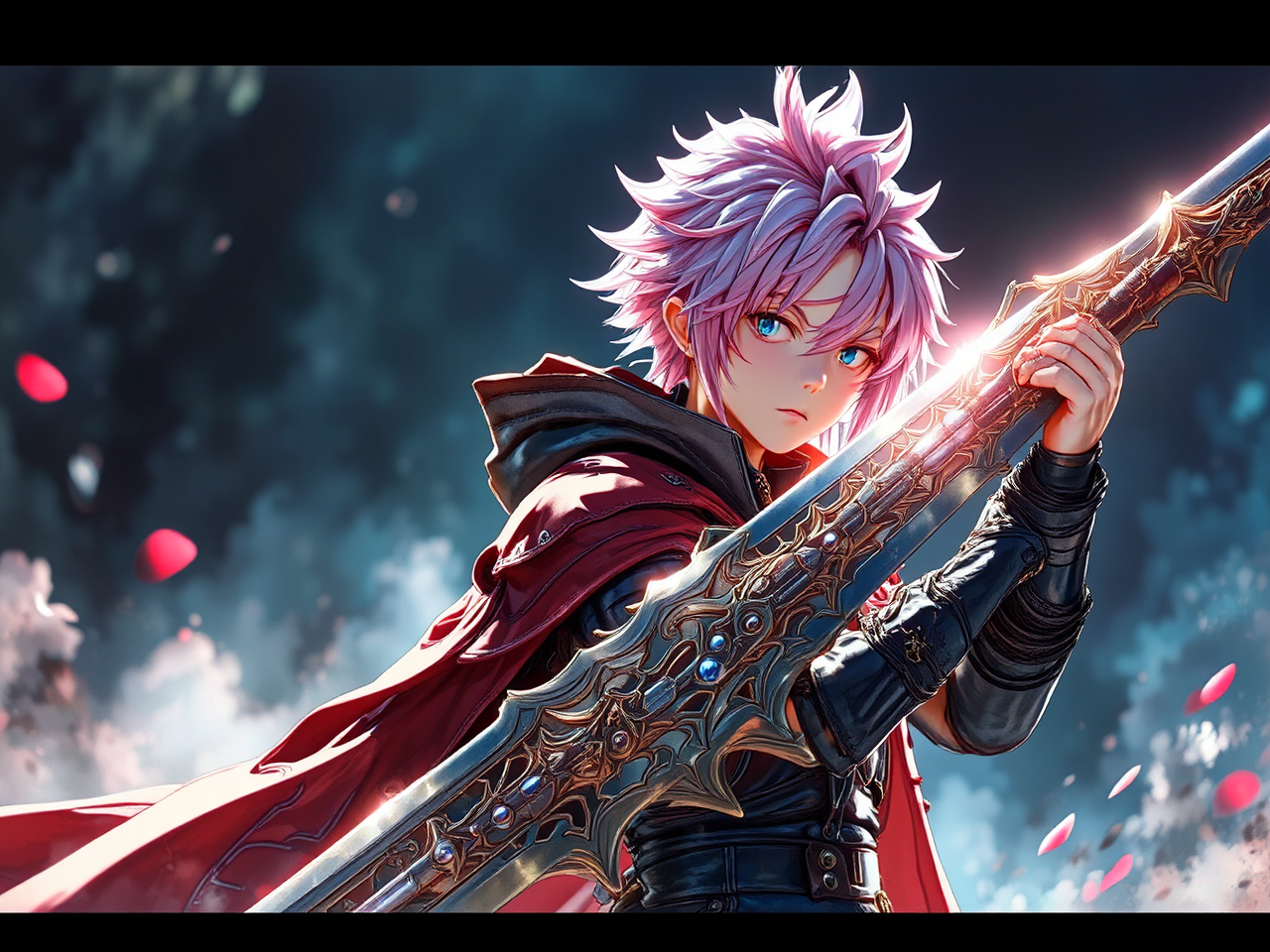 A pink-haired boy wields