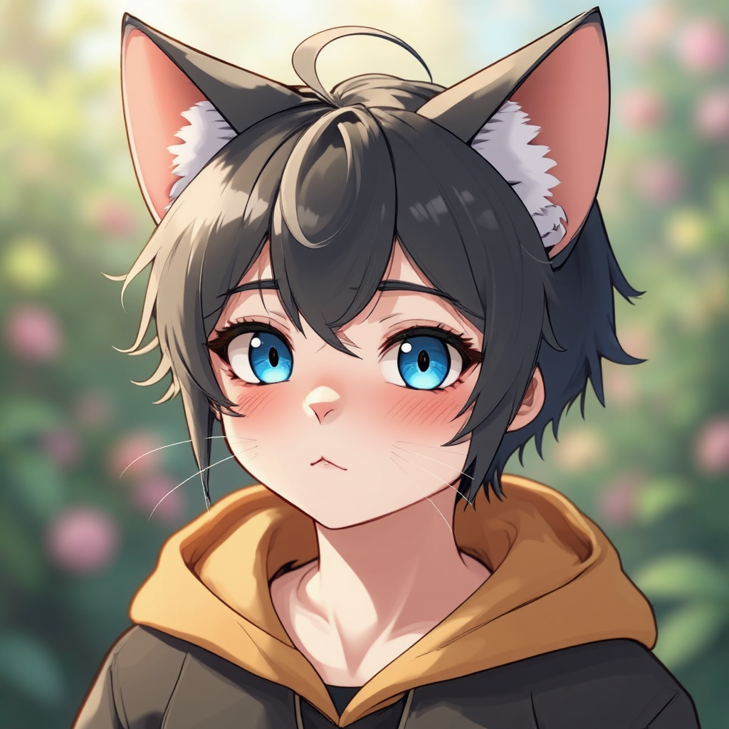 Cute androgynous anime catboy