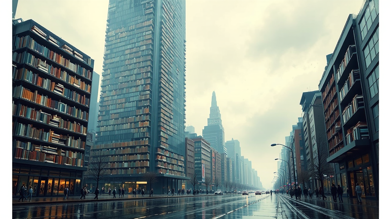 Giant skyscrapers loom over