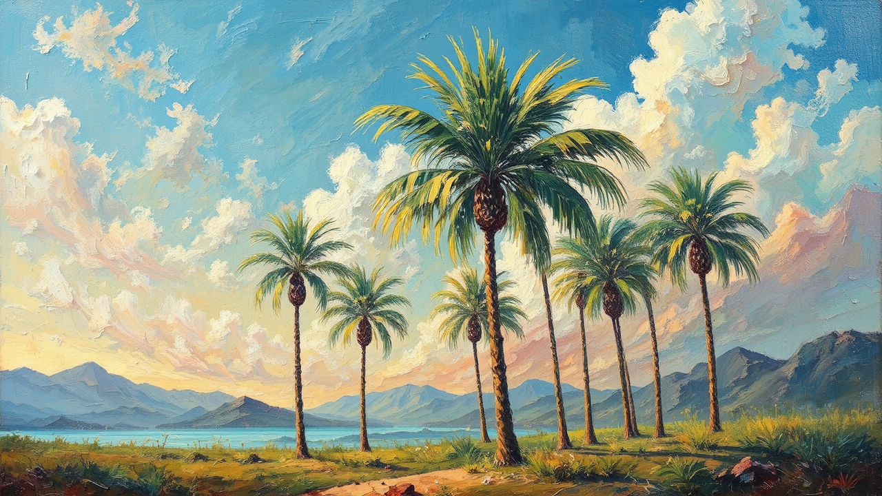 Painting of palm trees.