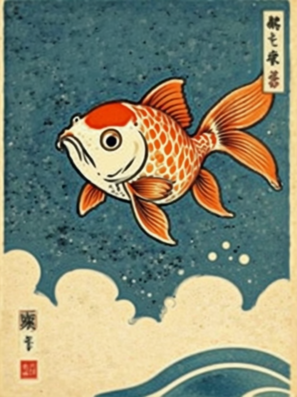 Goldfish in whimsical Japanese