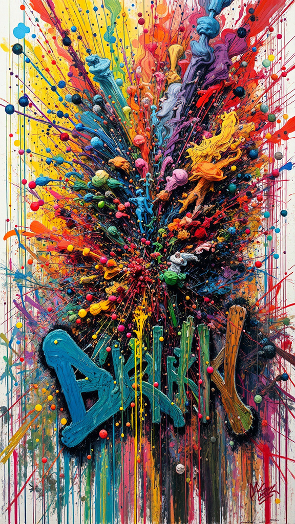 Multicolored graffiti with detailed