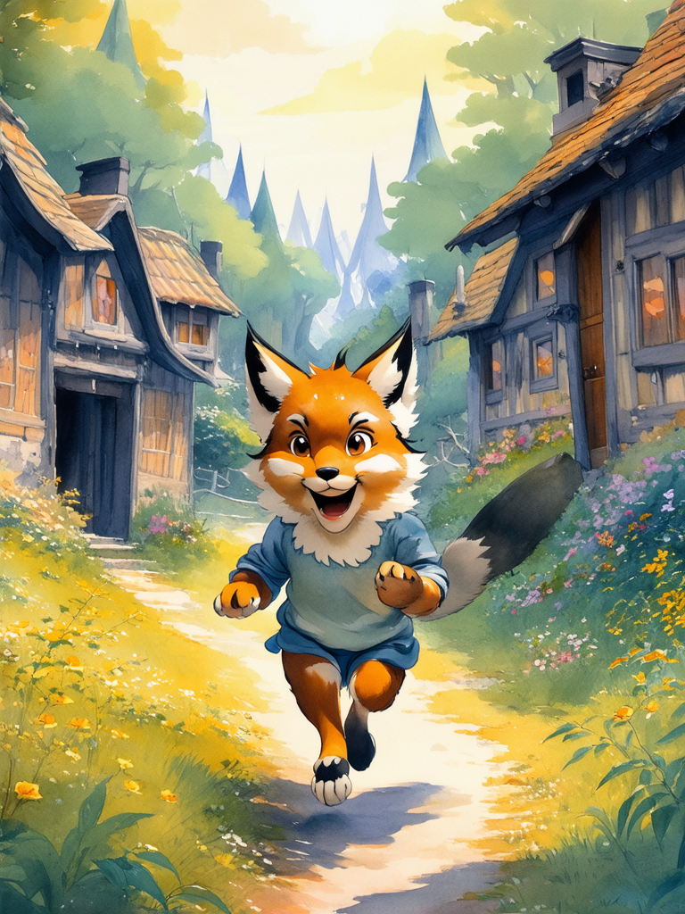 Anthro lynx child runs