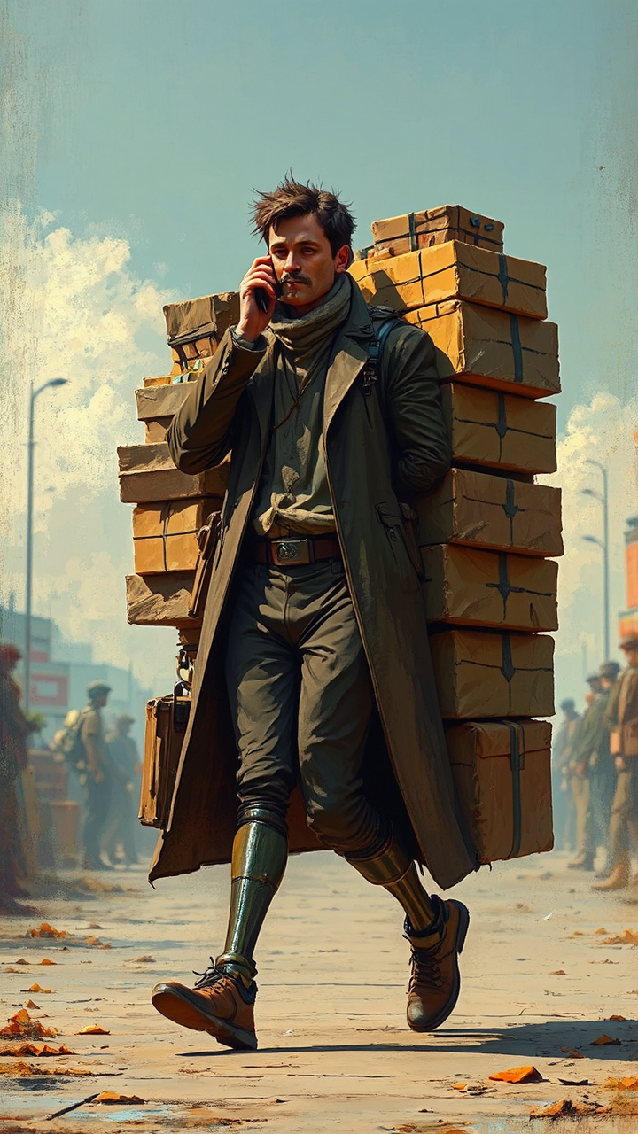 Person walking with phone