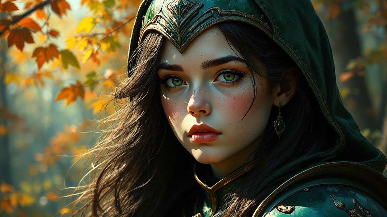 Green armored girl in