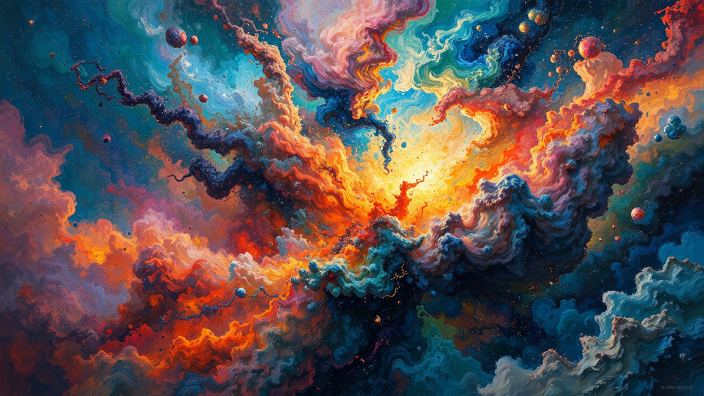 Multicolored nebula explosion in