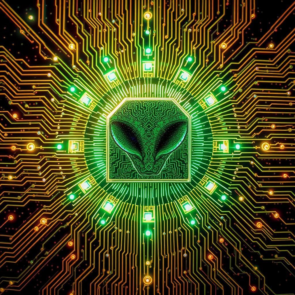 Alien mind control chip, abstract, hdr