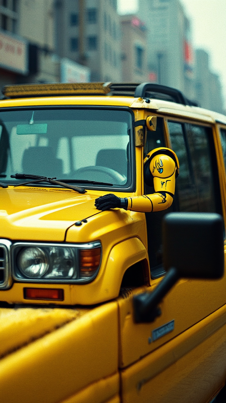 Yellow Toyota Land Cruiser