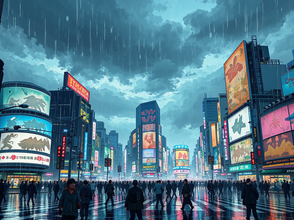 Shibuya Crossing in dark