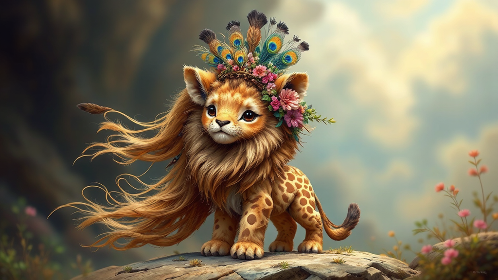 A lion-giraffe hybrid child's
