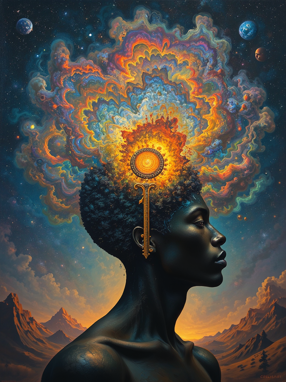 Afro futurist cosmic surreal