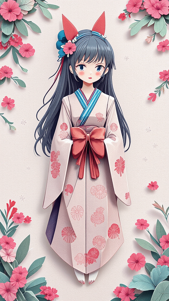 Origami paper folded into