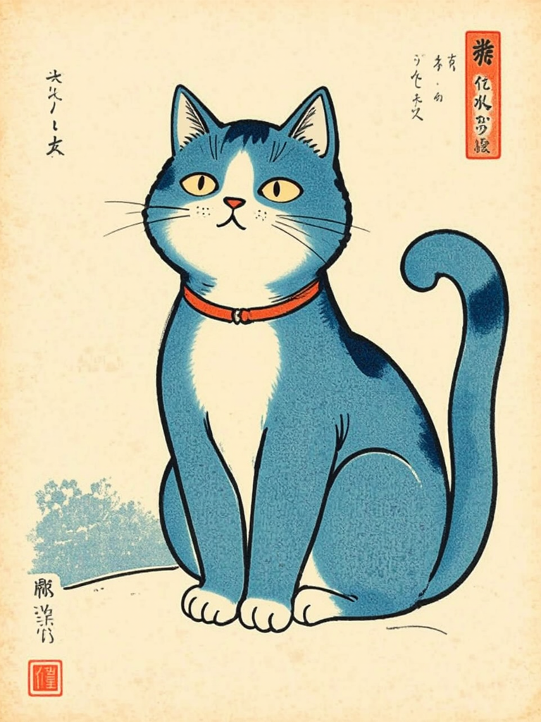 Whimsical Japanese style blue