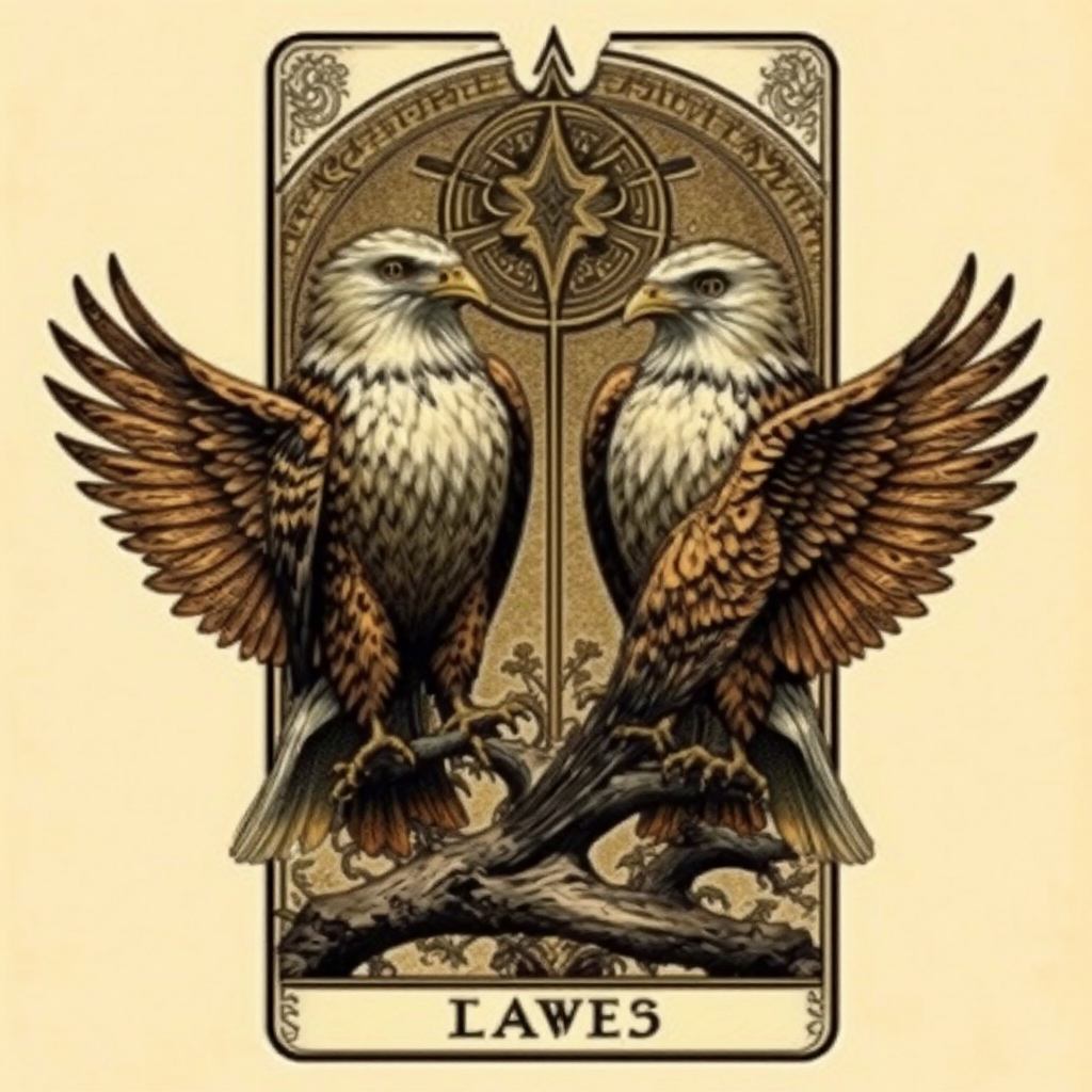 Tarot card with hawk