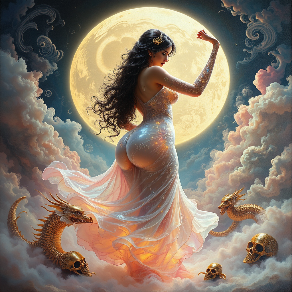 Glowing woman dancing under
