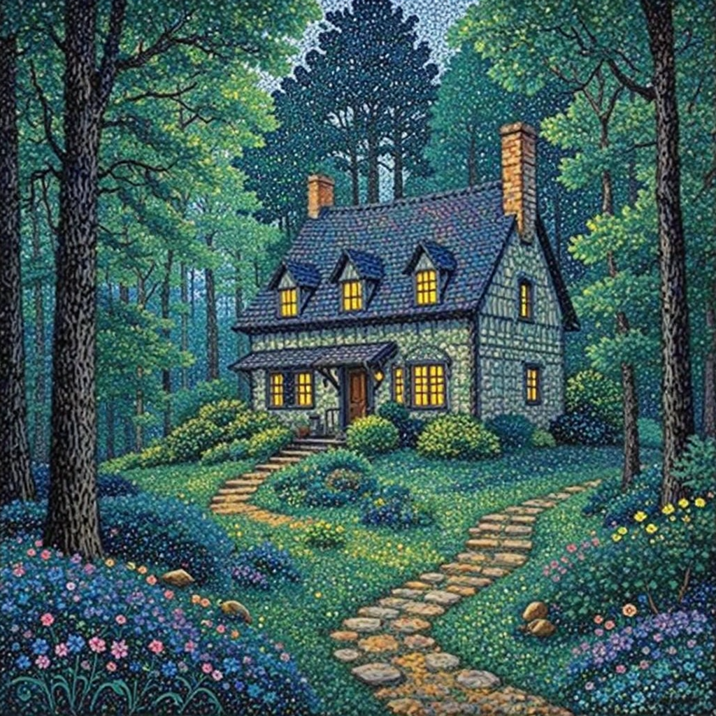 A house surrounded by