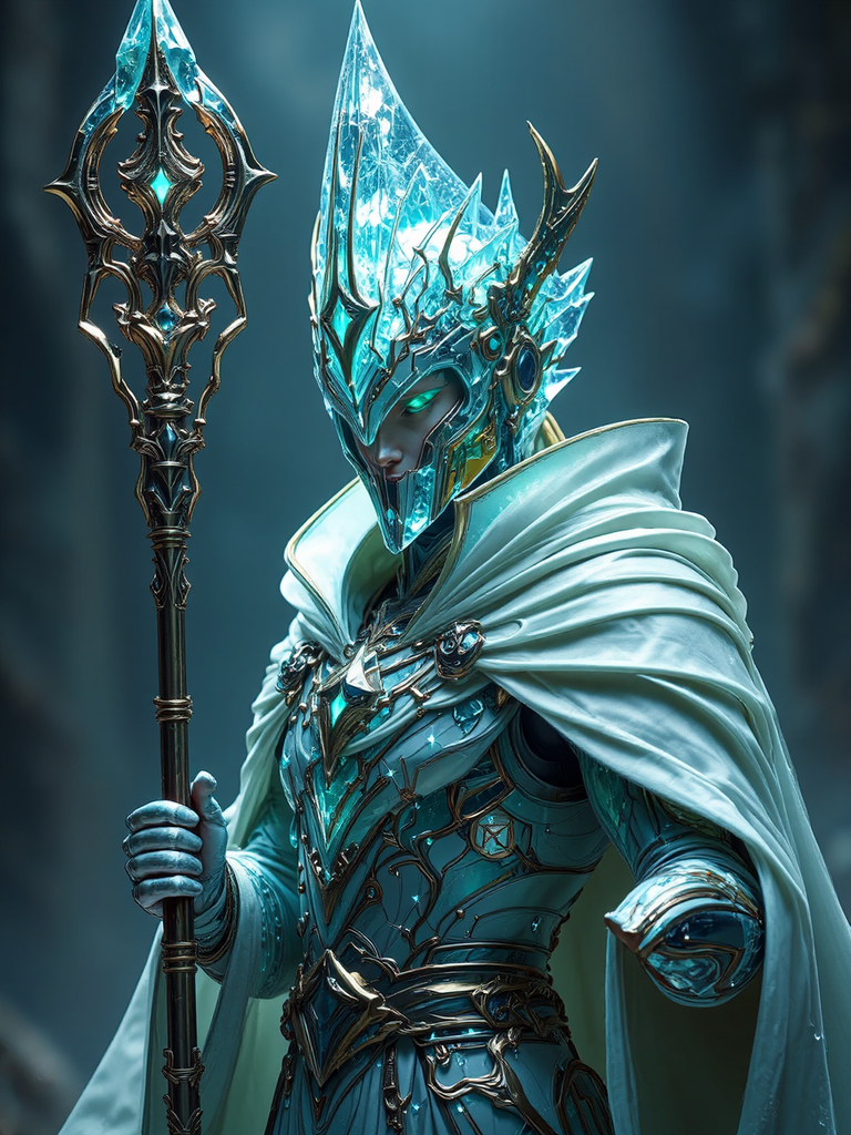 Magician in cyberpunk armor