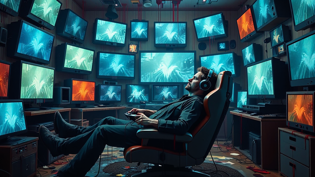 Man reclines in gaming
