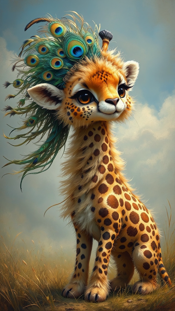 Cute, fluffy cheetah-giraffe hybrid