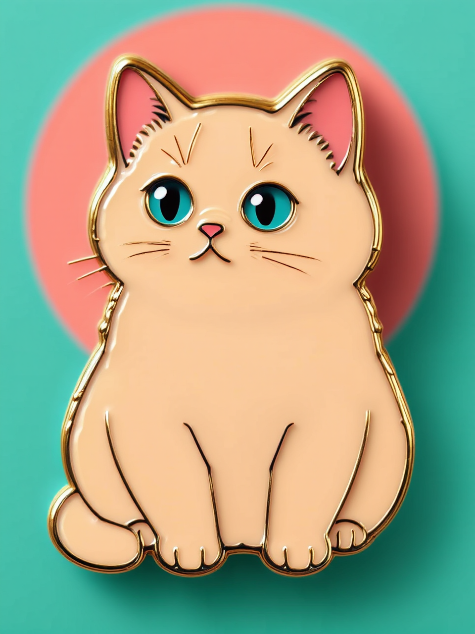 Retro-style kitten enamel pin.