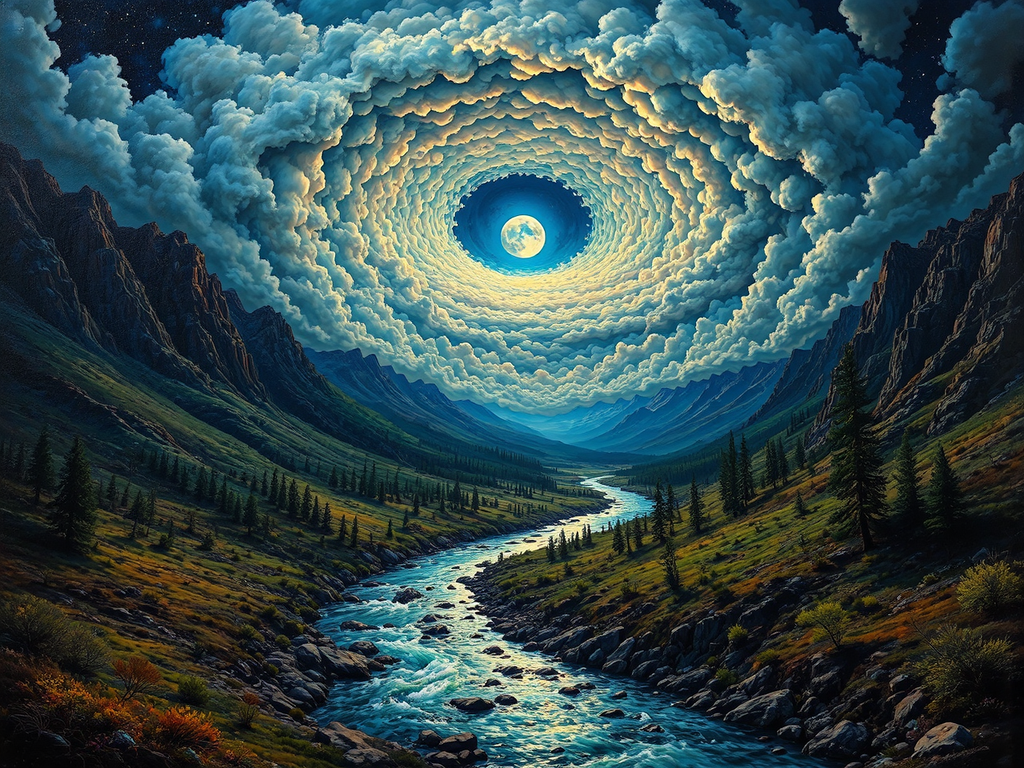 River flowing under dramatic