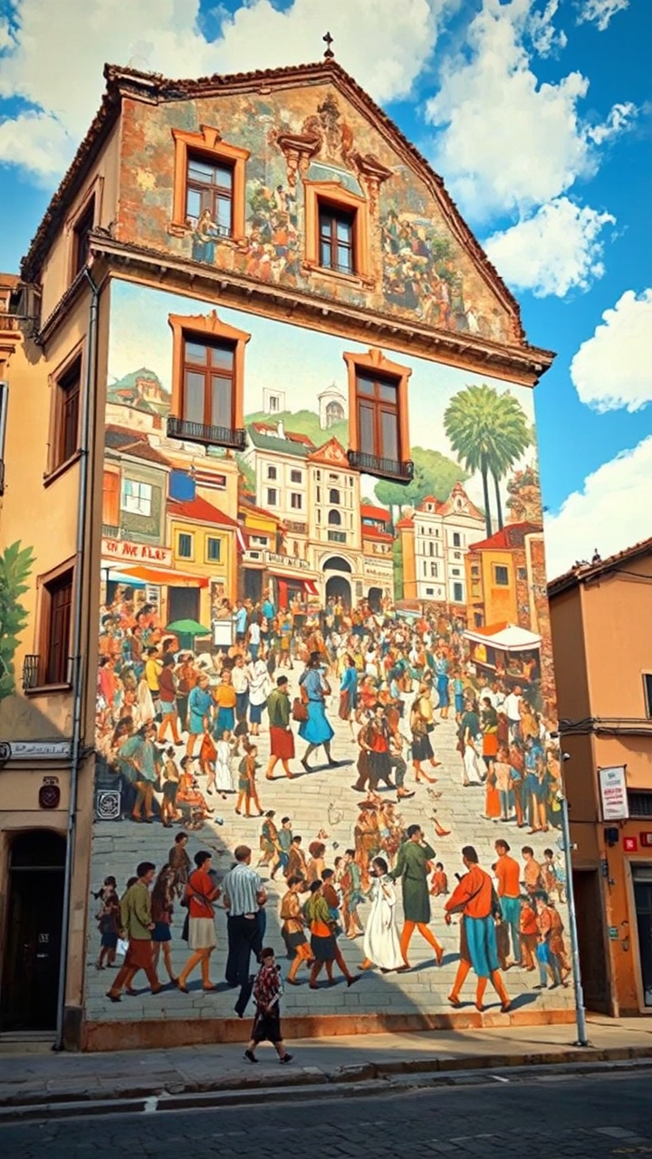 Busy street scene in
