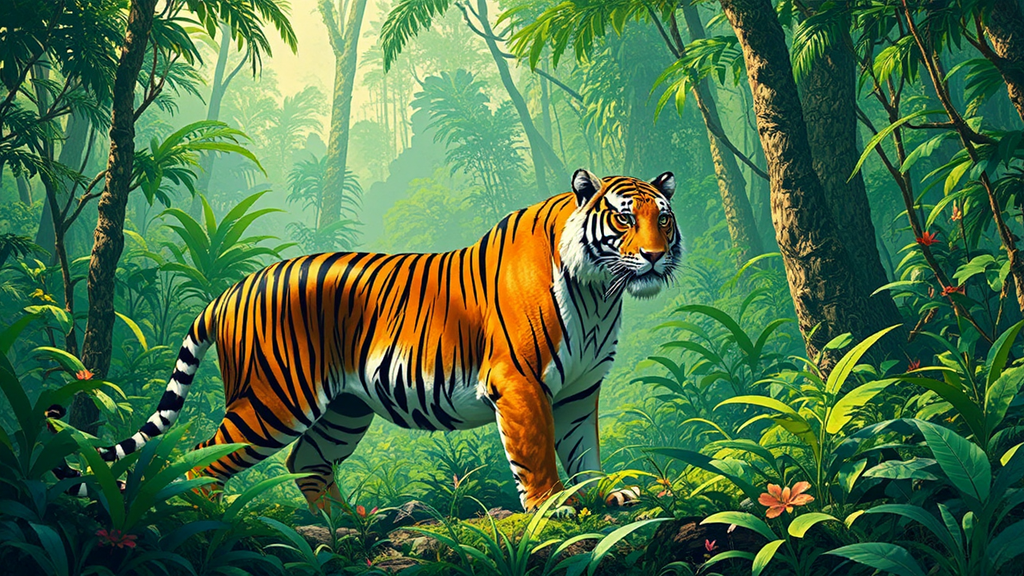 Tiger in a dense